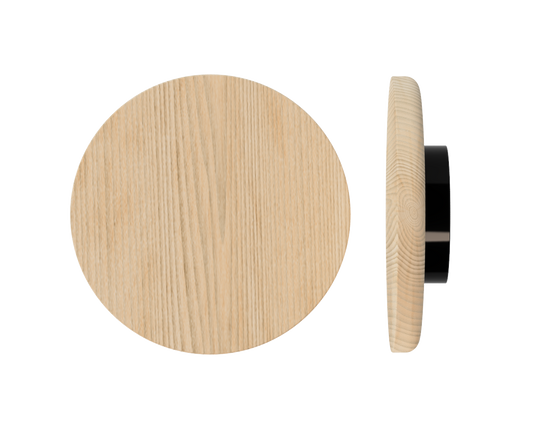 Single T11 Timber Entrance Pull Handle, Tasmanian Oak, Ø300mm x Projection 68mm, Coated in Hard Wax (accentuates rich colours) in Tasmanian Oak / Satin Anodised Black
