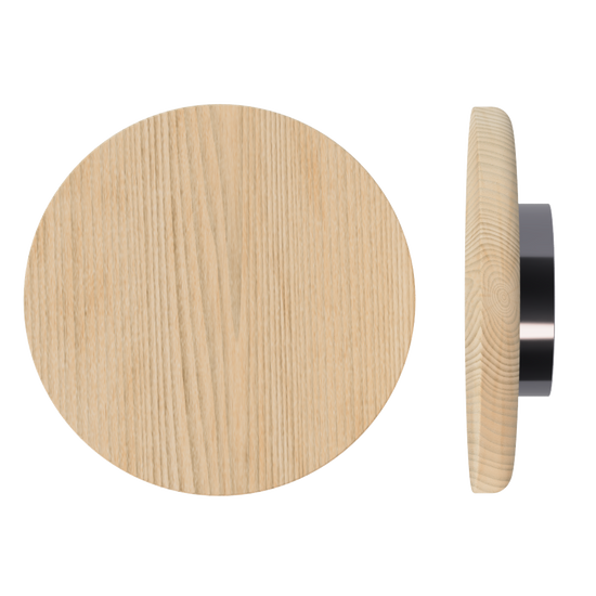 Single T11 Timber Entrance Pull Handle, Tasmanian Oak, Ø300mm x Projection 68mm, Coated in Hard Wax (accentuates rich colours) in Tasmanian Oak / Satin Anodised Gun Metal
