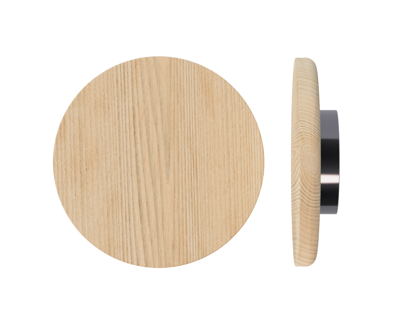 Timber pull handle in Tasmanian Oak by Style Finish Doorware, T11 model, single door hardware with natural wood grain.