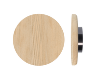 Timber pull handle in Tasmanian Oak by Style Finish Doorware, T11 model, single door hardware with natural wood grain.