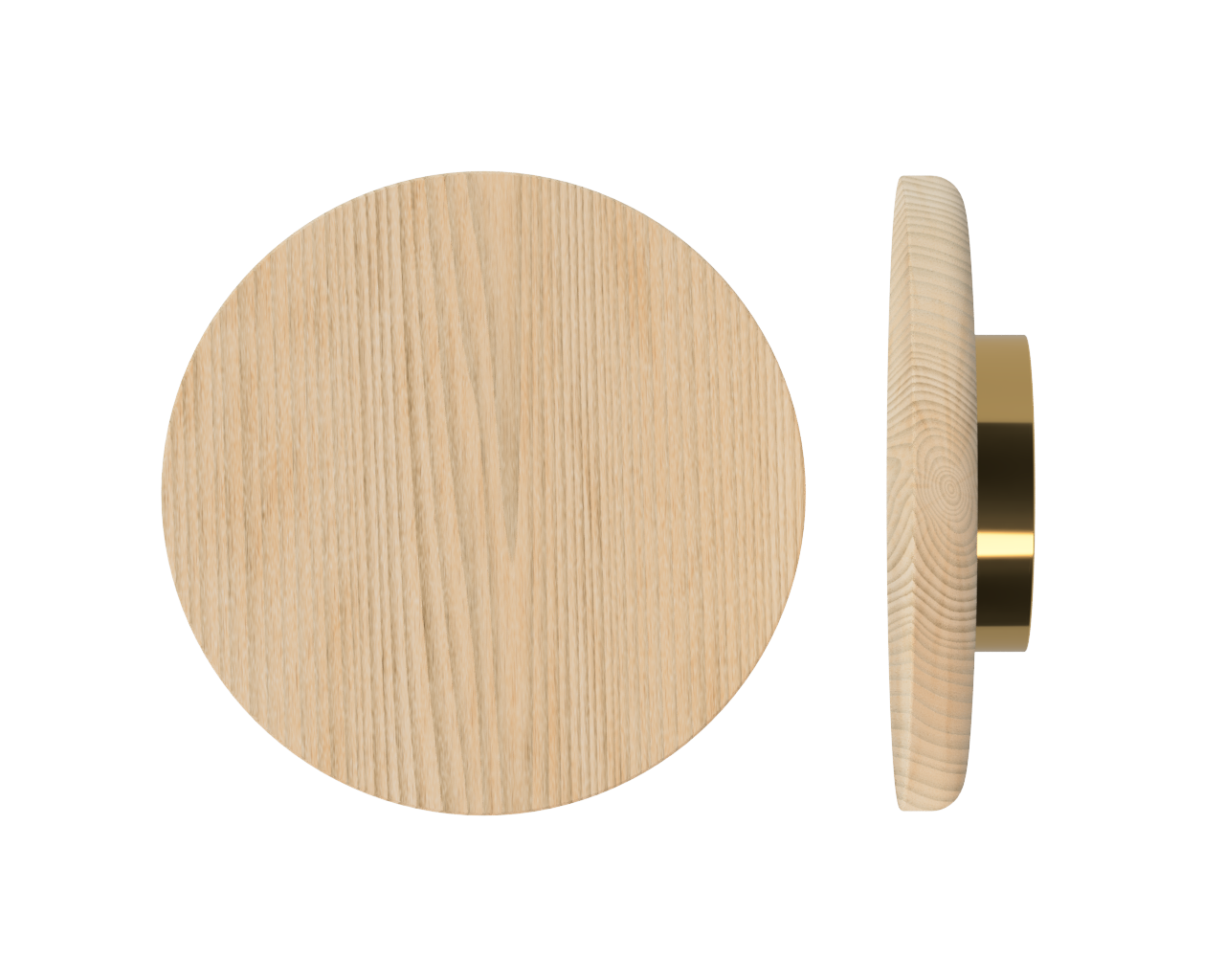 Single T11 Timber Entrance Pull Handle, Tasmanian Oak, Ø300mm x Projection 68mm, Coated in Hard Wax (accentuates rich colours) in Tasmanian Oak / Satin Anodised Brass