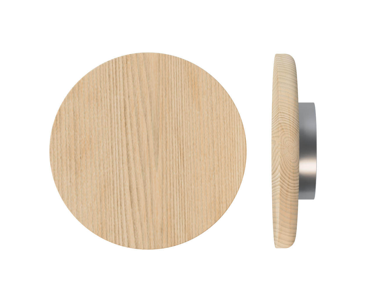 Single T11 Timber Entrance Pull Handle, Tasmanian Oak, Ø300mm x Projection 68mm, Coated in Hard Wax (accentuates rich colours) in Tasmanian Oak / Satin Anodised Nickel
