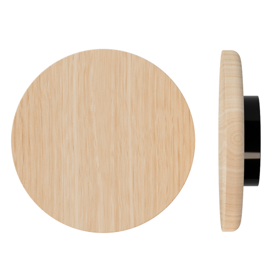 Single T11 Timber Entrance Pull Handle, Victorian Ash, Ø300mm x Projection 68mm, Coated in Hard Wax (accentuates rich colours) in Victorian Ash / Satin Anodised Black