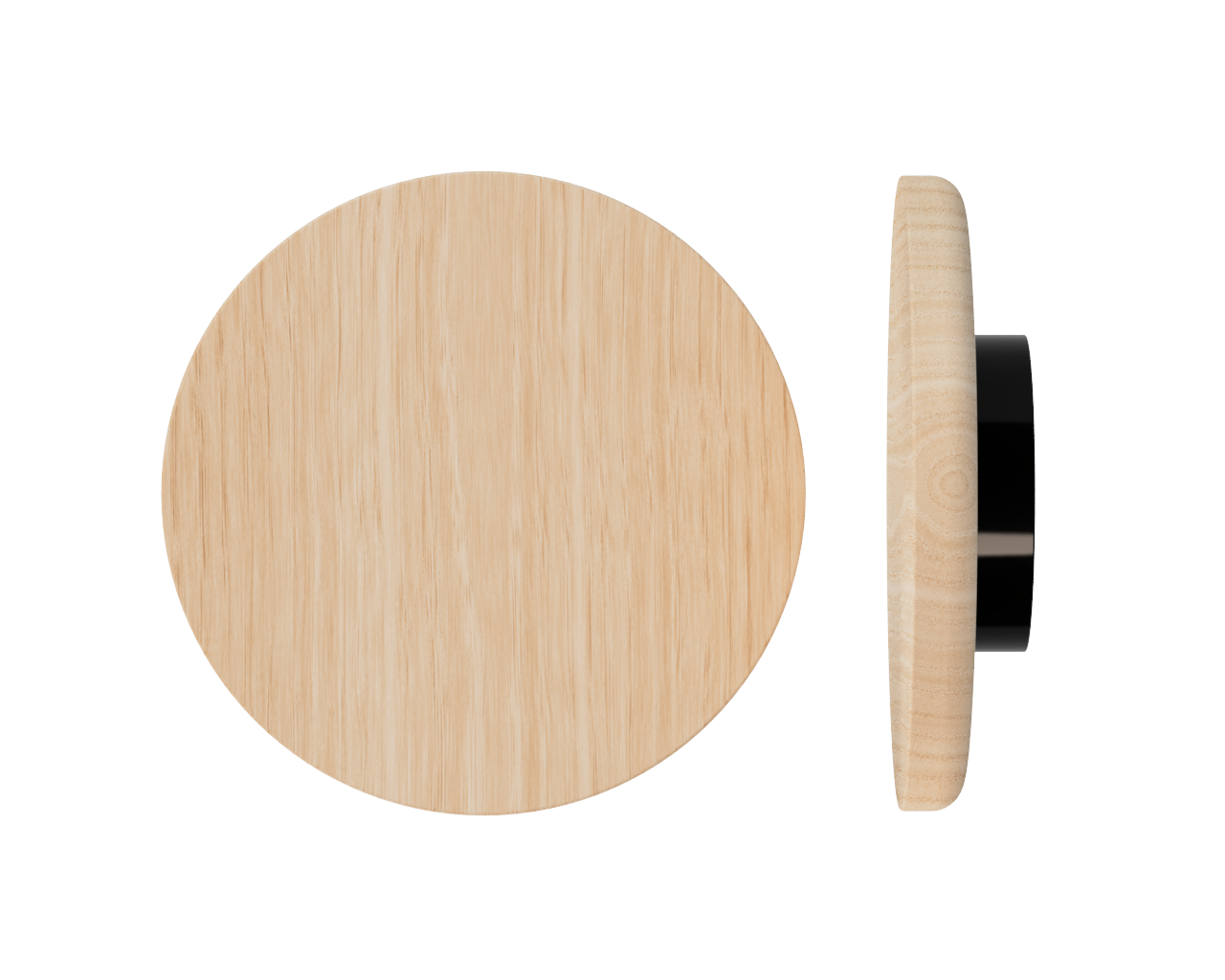 Single T11 Timber Entrance Pull Handle, Victorian Ash, Ø300mm x Projection 68mm, Coated in Hard Wax (accentuates rich colours) in Victorian Ash / Satin Anodised Black