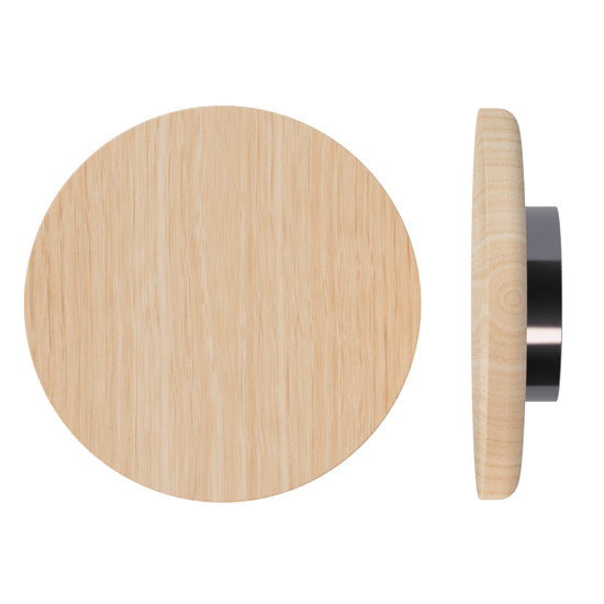 Single T11 Timber Entrance Pull Handle, Victorian Ash, Ø300mm x Projection 68mm, Coated in Hard Wax (accentuates rich colours) in Victorian Ash / Satin Anodised Gun Metal