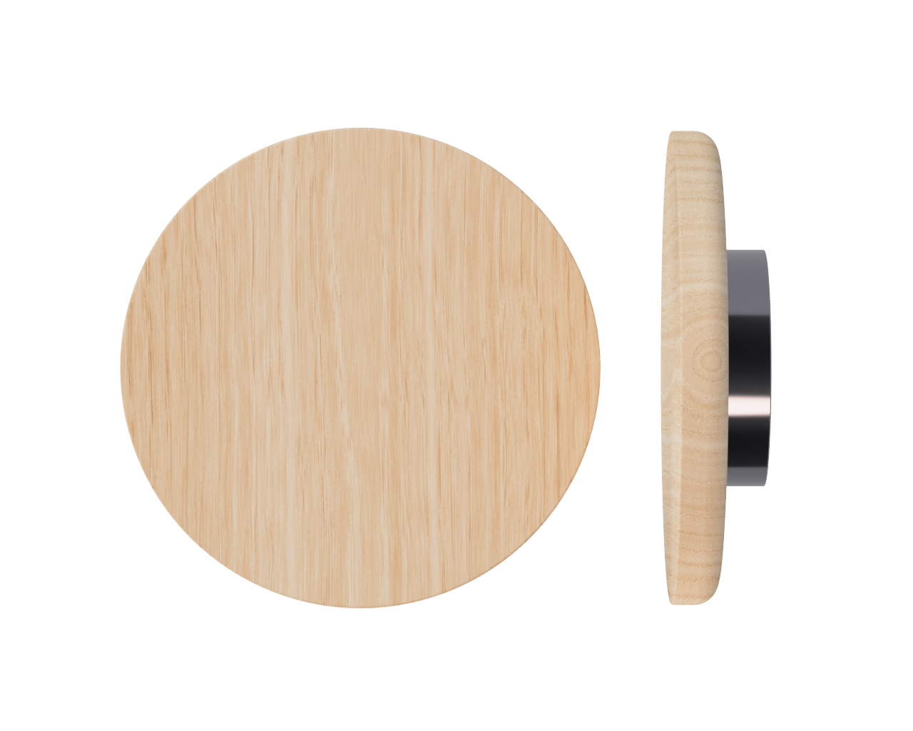 Single T11 Timber Entrance Pull Handle, Victorian Ash, Ø300mm x Projection 68mm, Coated in Hard Wax (accentuates rich colours) in Victorian Ash / Satin Anodised Gun Metal