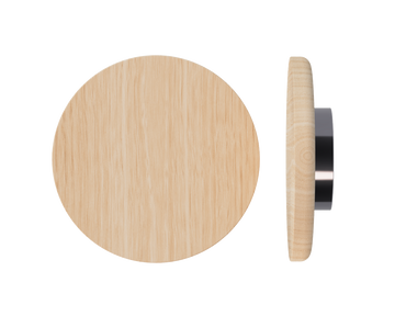 Single T11 Timber Entrance Pull Handle, Victorian Ash, Ø300mm x Projection 68mm, in Raw Timber (ready to stain or paint) in Victorian Ash / Satin Anodised Gun Metal