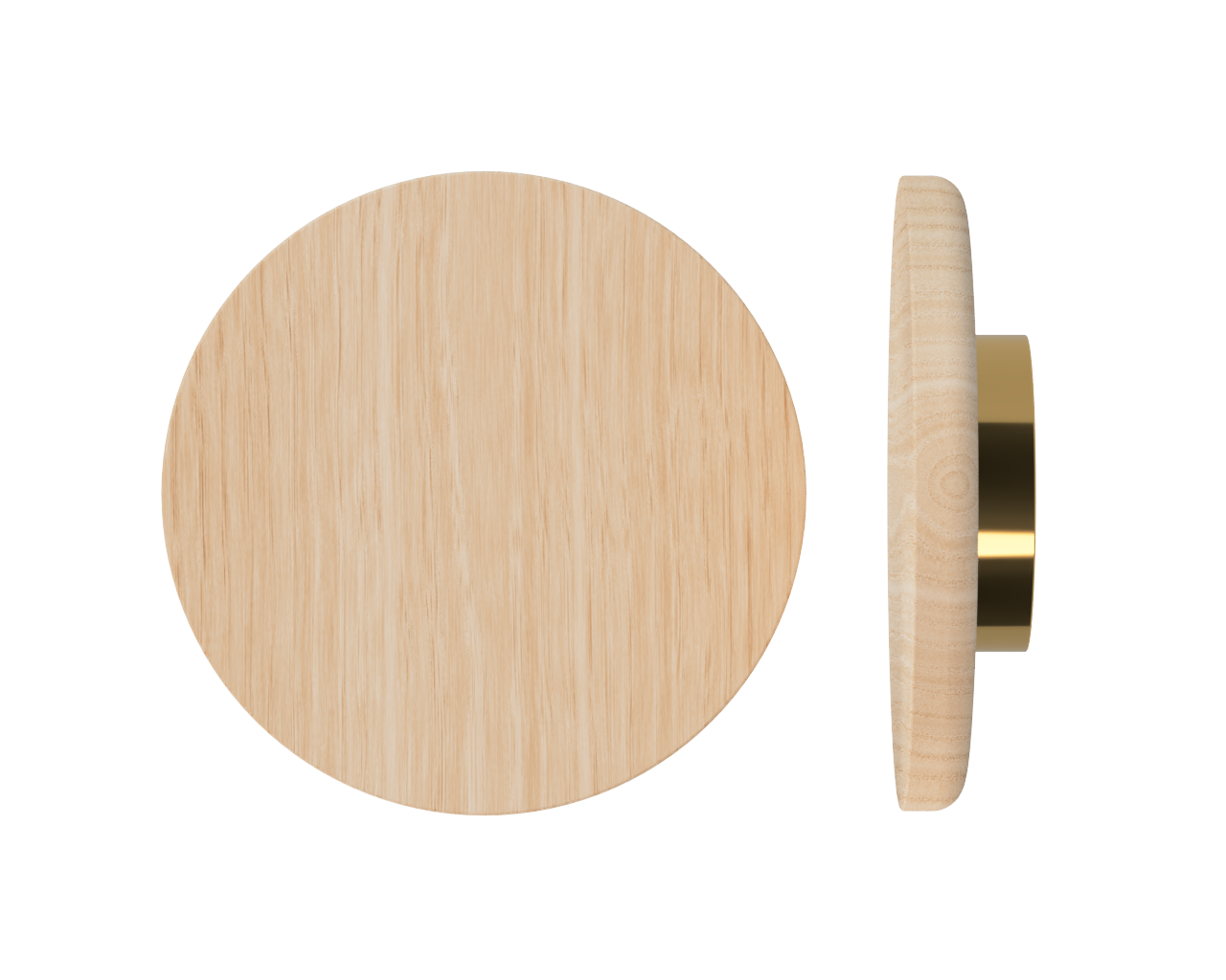 Single T11 Timber Entrance Pull Handle, Victorian Ash, Ø300mm x Projection 68mm, Coated in Hard Wax (accentuates rich colours) in Victorian Ash / Satin Anodised Brass