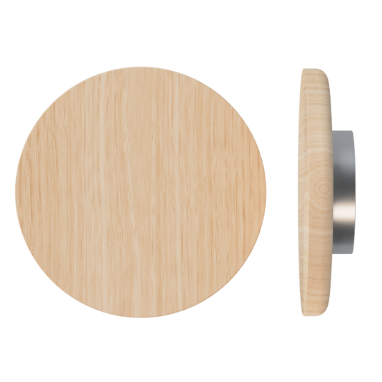 Single T11 Timber Entrance Pull Handle, Victorian Ash, Ø300mm x Projection 68mm, Coated in Hard Wax (accentuates rich colours) in Victorian Ash / Satin Anodised Nickel