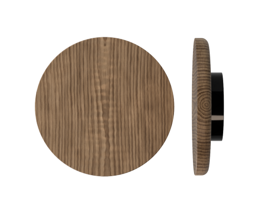 Single T11 Timber Entrance Pull Handle, American Walnut, Ø300mm x Projection 68mm, Coated in Hard Wax (accentuates rich colours) in Black Walnut / Satin Anodised Black