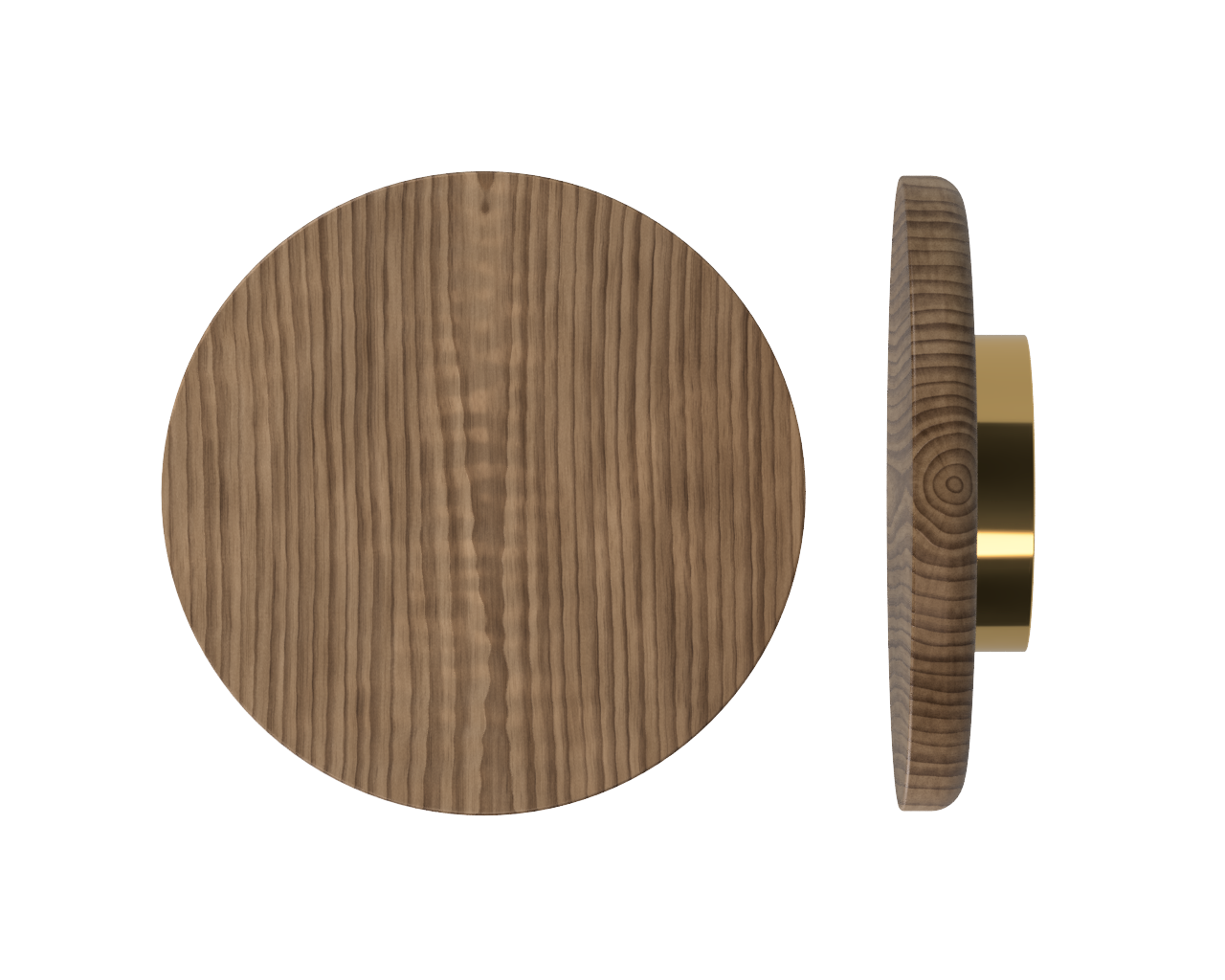 Single T11 Timber Pull Handle in American Walnut by Style Finish Doorware, showing its sleek wood grain and modern design.
