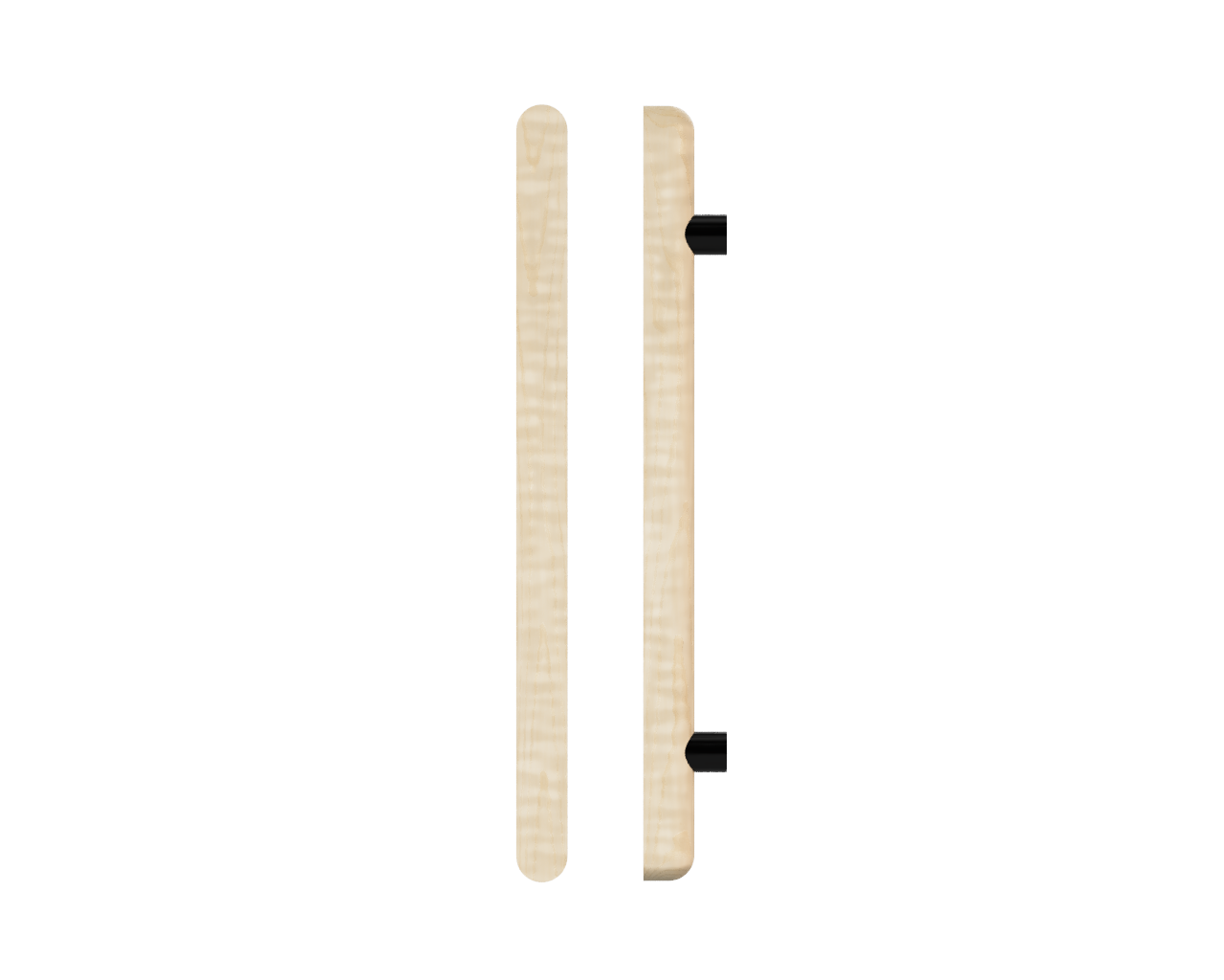 American Oak T12 Timber Pull Handle by Style Finish Doorware mounted on a door, showcasing sleek single pull handle design.