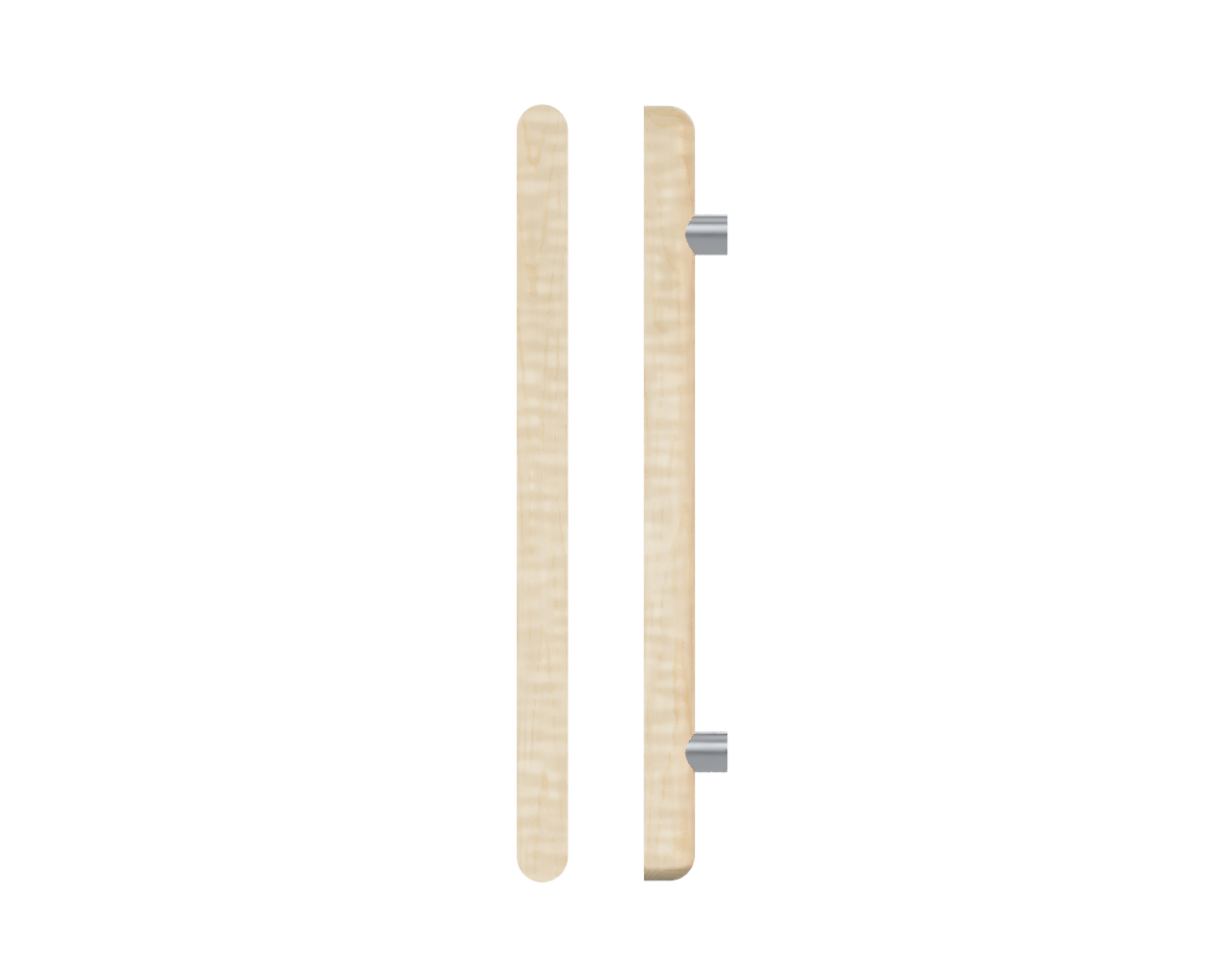 Single T12 Timber Entrance Pull Handle, American White Oak, CTC1000mm, H1200mm x Ø40mm x Projection 85mm, Coated in Hard Wax (accentuates rich colours) in White Oak / Satin Anodised Nickel