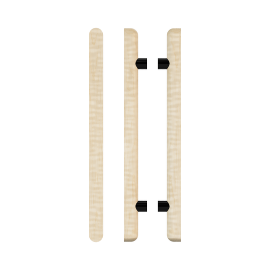 Pair T12 Timber Entrance Pull Handle, American White Oak, Back to Back Pair, CTC1000mm, H1400mm x Ø40mm x Projection 85mm, Coated in Hard Wax (accentuates rich colours) in White Oak / Satin Anodised Gun Metal