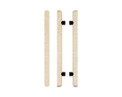 Pair of T12 Timber Pull Handles in American Oak by Style Finish Doorware, showcasing smooth wooden handles with black accents.
