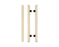 Pair of T12 Timber Pull Handles in American Oak by Style Finish Doorware, showcasing smooth wooden handles with black accents.