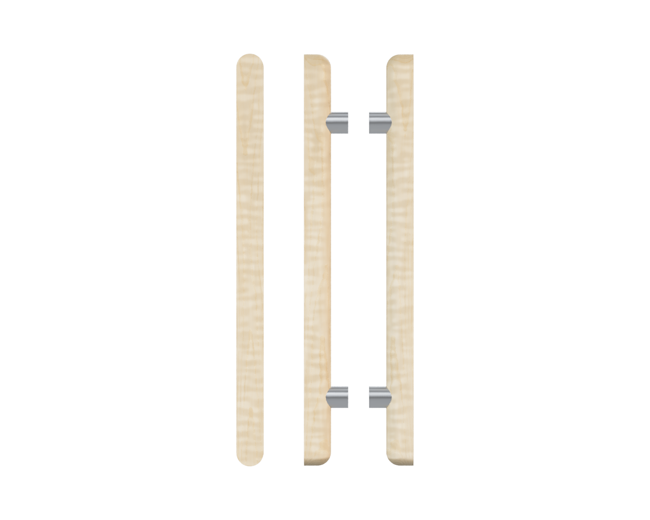 Pair T12 Timber Entrance Pull Handle, American White Oak, Back to Back Pair, CTC1000mm, H1400mm x Ø40mm x Projection 85mm, Coated in Hard Wax (accentuates rich colours) in White Oak / Satin Anodised Nickel
