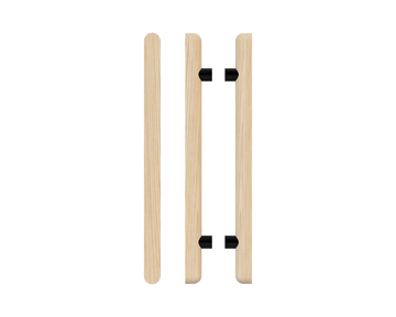 Pair T12 Timber Entrance Pull Handle, Tasmanian Oak, Back to Back Pair, CTC800mm, H1000mm x 40mm x 40mm x Projection 75mm, in Raw Timber (ready to stain or paint) in Tasmanian Oak / Satin Anodised Gun Metal