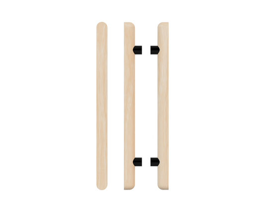 Pair T12 Timber Entrance Pull Handle, Victorian Ash, Back to Back Pair, CTC1000mm, H1200mm x 40mm x 40mm x Projection 75mm, Coated in Hard Wax (accentuates rich colours) in Victorian Ash / Satin Anodised Gun Metal