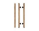 Pair of T12 Timber Pull Handles in American Walnut by Style Finish Doorware, showcasing their sleek, natural wood grain finish.