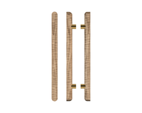 Pair of T12 Timber Pull Handles in American Walnut by Style Finish Doorware, showing the sleek wood grain and modern design.