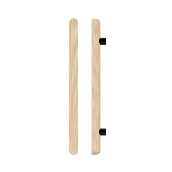 Single T12 Timber Entrance Pull Handle, Tasmanian Oak, CTC1000mm, H1200mm x 40mm x 40mm x Projection 75mm, Coated in Hard Wax (accentuates rich colours) in Tasmanian Oak / Satin Anodised Gun Metal