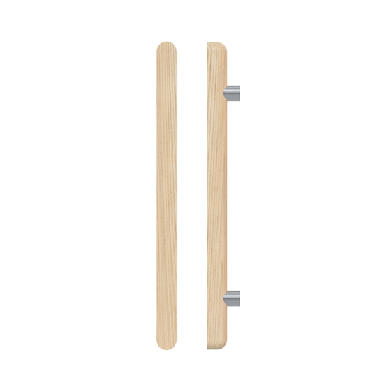 Single T12 Timber Entrance Pull Handle, Tasmanian Oak, CTC1000mm, H1200mm x 40mm x 40mm x Projection 75mm, Coated in Hard Wax (accentuates rich colours) in Tasmanian Oak / Satin Anodised Nickel
