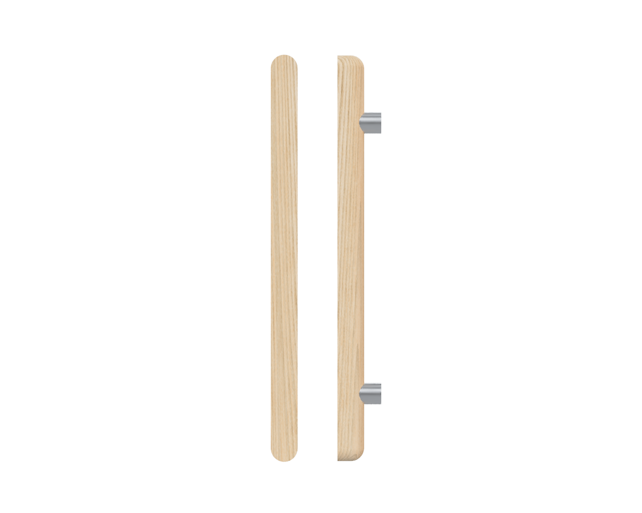 Single T12 Timber Entrance Pull Handle, Tasmanian Oak, CTC1000mm, H1200mm x 40mm x 40mm x Projection 75mm, Coated in Hard Wax (accentuates rich colours) in Tasmanian Oak / Satin Anodised Nickel