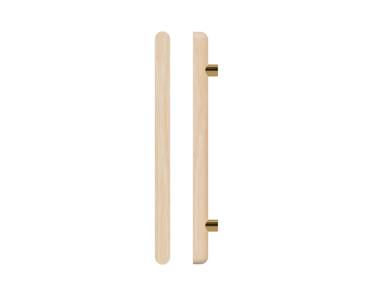 Single T12 Timber Entrance Pull Handle, Victorian Ash, CTC1000mm, H1200mm x 40mm x 40mm x Projection 75mm, Coated in Hard Wax (accentuates rich colours) in Victorian Ash / Satin Anodised Brass