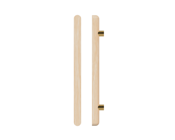 Single T12 Timber Entrance Pull Handle, Victorian Ash, CTC1000mm, H1200mm x 40mm x 40mm x Projection 75mm, Coated in Hard Wax (accentuates rich colours) in Victorian Ash / Satin Anodised Brass