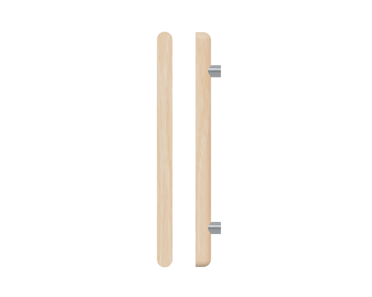 Victorian Ash T12 Timber Pull Handle by Style Finish Doorware mounted on a door, showcasing elegant wood grain and sturdy design.