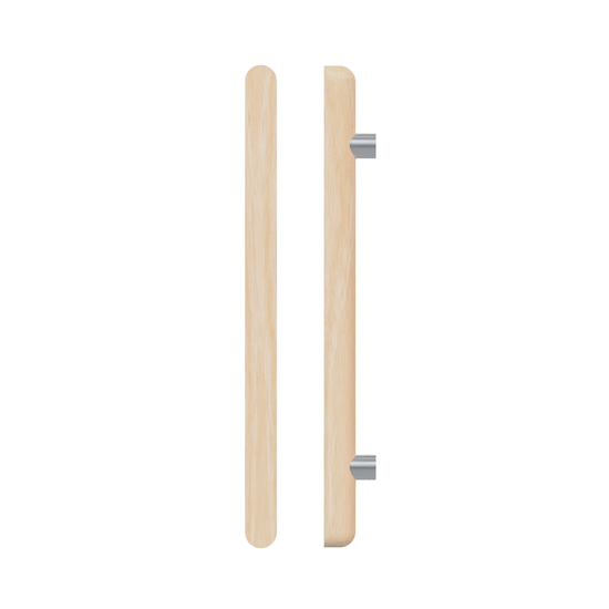Single T12 Timber Entrance Pull Handle, Victorian Ash, CTC1000mm, H1200mm x 40mm x 40mm x Projection 75mm, Coated in Hard Wax (accentuates rich colours) in Victorian Ash / Satin Anodised Nickel