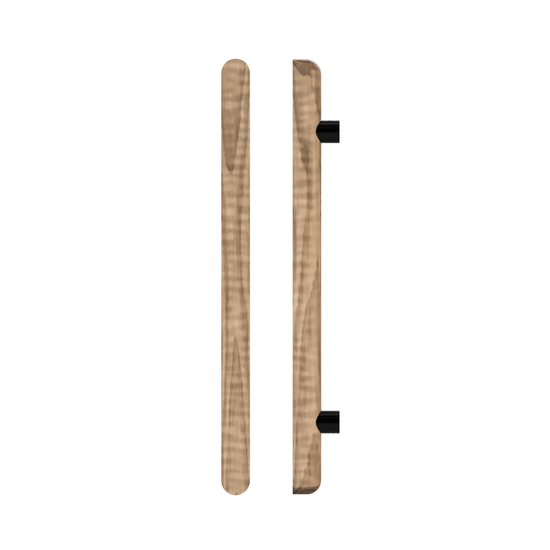 Single T12 Timber Entrance Pull Handle, American Walnut, CTC1000mm, H1200mm x Ø40mm x Projection 85mm, Coated in Hard Wax (accentuates rich colours) in Black Walnut / Satin Anodised Gun Metal