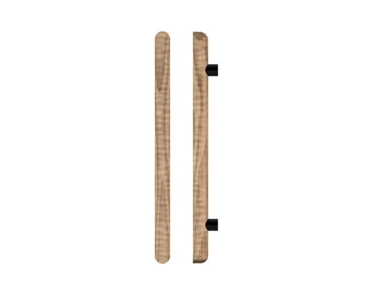 Single T12 Timber Entrance Pull Handle, American Walnut, CTC1000mm, H1200mm x Ø40mm x Projection 85mm, Coated in Hard Wax (accentuates rich colours) in Black Walnut / Satin Anodised Gun Metal
