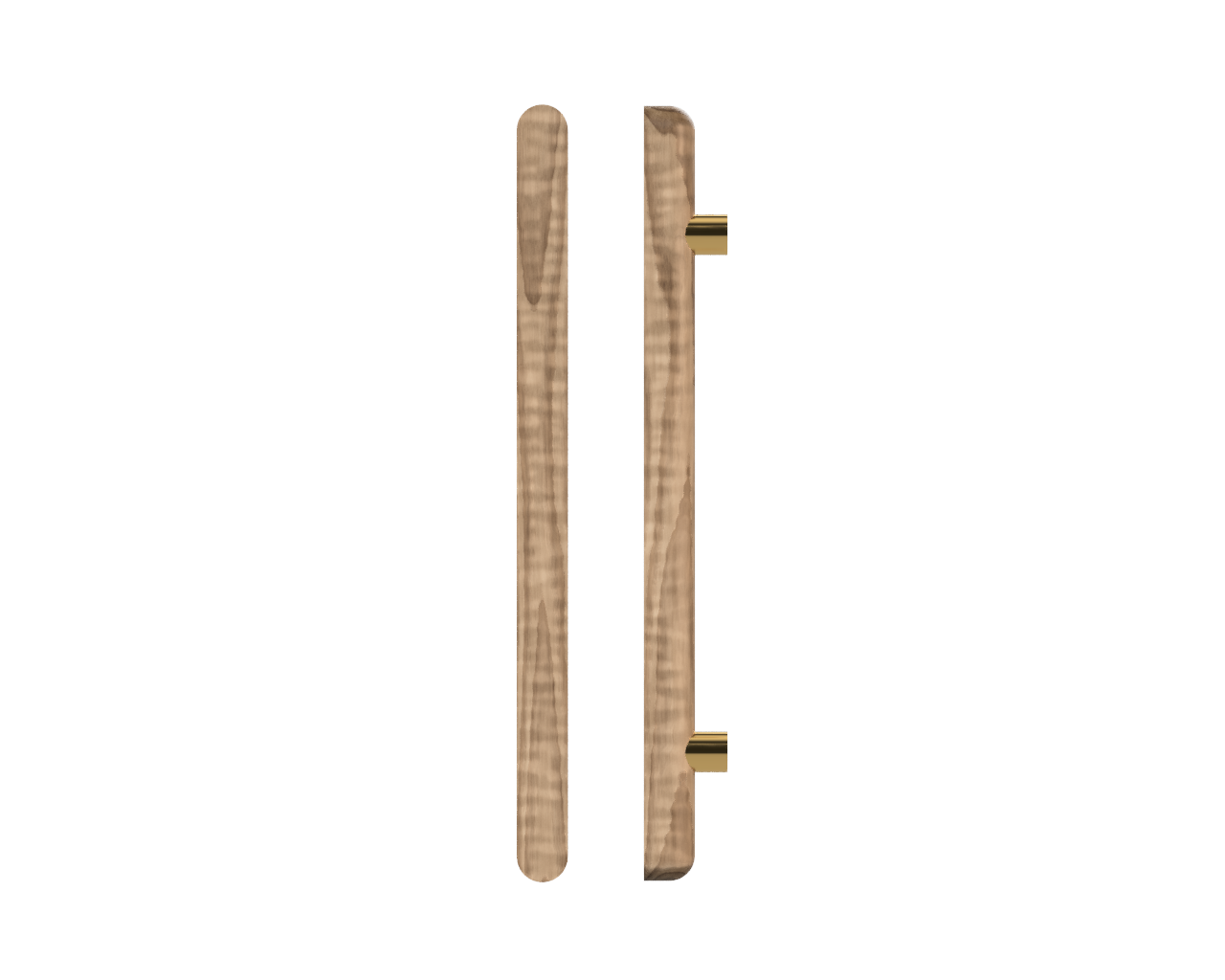Single T12 Timber Entrance Pull Handle, American Walnut, CTC1000mm, H1200mm x Ø40mm x Projection 85mm, Coated in Hard Wax (accentuates rich colours) in Black Walnut / Satin Anodised Brass