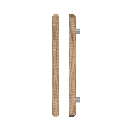 Single T12 Timber Entrance Pull Handle, American Walnut, CTC1000mm, H1200mm x Ø40mm x Projection 85mm, Coated in Hard Wax (accentuates rich colours) in Black Walnut / Satin Anodised Nickel