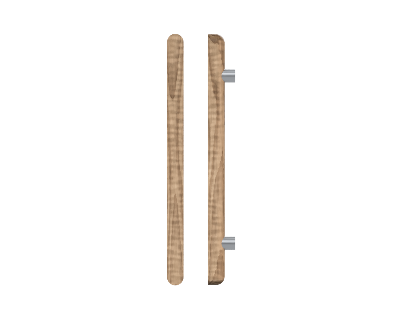 Single T12 Timber Entrance Pull Handle, American Walnut, CTC1000mm, H1200mm x Ø40mm x Projection 85mm, Coated in Hard Wax (accentuates rich colours) in Black Walnut / Satin Anodised Nickel