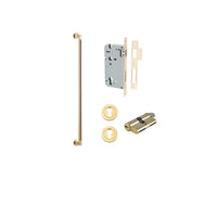 Pull Handle Berlin Euro Pair Polished Brass L635xW22xP63mm CTC600 mm BPD35mm, Mortice Lock Roller Euro Polished Brass CTC85mm Backset 60mm, Euro Cylinder Dual Function 5 Pin 65mm KA4, Escutcheon Euro Concealed Fix Round Pair D52xP10mm in Polished Brass