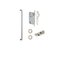 Pull Handle Berlin Euro Pair Satin Nickel L635xW22xP63mm CTC600 mm BPD35mm, Mortice Lock Roller Euro Satin Nickel CTC85mm Backset 60mm, Euro Cylinder Key Thumb 5 Pin Satin Nickel 65mm KA4, Escutcheon Euro Concealed Fix Round Pair D52xP10mm in Satin Nickel