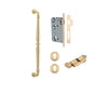 Pull Handle Sarlat Brushed Gold PVD L485xW32xP72mm BP35mm CTC450mm Entrance Kit, Mortice Lock Roller Euro BG PVD CTC85mm Backset 60mm, Euro Cylinder Key Thumb 6 Pin Satin Brass L70mm KA1, Escutcheon Euro Concealed Fix Round Pair BG PVD D52xP10mm in Brushe