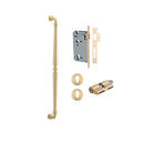 Pull Handle Sarlat Brushed Gold PVD L635xW32xP72mm BP35mm CTC600mm Entrance Kit, Mortice Lock Roller Euro BG PVD CTC85mm Backset 60mm, Euro Cylinder Dual Function 5 Pin Satin Brass L65mm KA1, Escutcheon Euro Concealed Fix Round Pair BG PVD D52xP10mm in Brushed Gold PVD