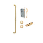 Pull Handle Sarlat Brushed Gold PVD L635xW32xP72mm BP35mm CTC600mm Entrance Kit, Mortice Lock Roller Euro BG PVD CTC85mm Backset 60mm, Euro Cylinder Key Thumb 6 Pin Satin Brass L70mm KA1, Escutcheon Euro Concealed Fix Round Pair BG PVD D52xP10mm in Brushed Gold PVD