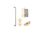 Pull Handle Brunswick Brushed Gold PVD L485xW22xP63mm BP35mm CTC450mm Entrance Kit, Mortice Lock Roller Euro Brushed Gold PVD CTC85 Backset 60, Euro Cylinder Dual Function 5 Pin Satin Brass L65mm KA1, Escutcheon Euro Conc Fix Rnd Pair BG PVD D52xP11 in Brushed Gold PVD