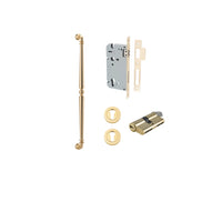 Pull Handle Sarlat Polished Brass L635xW32xP72mm BP35mm CTC600mm Entrance Kit, Mortice Lock Roller Euro Polished Brass CTC85mm Backset 60mm, Euro Cylinder Dual Function 5 Pin Polished Brass L65mm KA1, Escutcheon Euro Concealed Fix Round Pair Polis… in Polished Brass