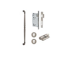 Pull Handle Sarlat Distressed Nickel L635xW32xP72mm BP35mm CTC600mm Entrance Kit, Mortice Lock Roller Euro Distressed Nickel CTC85mm Backset 60mm, Euro Cylinder Dual Function 5 Pin Distressed Nickel L65mm KA1, Escutcheon Euro Concealed Fix Round P… in Distressed Nickel