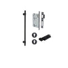 Pull Handle Helsinki Matt Black L560xD22xP66mm BP35mm CTC450mm Entrance Kit, Mortice Lock Roller Euro Matt Black CTC85mm Backset 60mm, Euro Cylinder Key Thumb 6 Pin Matt Black L70mm KA1, Escutcheon Euro Concealed Fix Round Pair Matt Black D52xP10mm in Mat