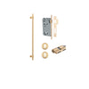 Pull Handle Helsinki Brushed Brass L710xD22xP66mm BP35mm CTC600mm Entrance Kit, Mortice Lock Roller Euro Brushed Brass CTC85mm Backset 60mm, Euro Cylinder Dual Function 5 Pin Brushed Brass L65mm KA1, Escutcheon Euro Concealed Fix Round Pair Brushe… in Bru