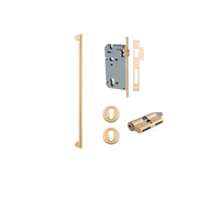 Pull Handle Baltimore Brushed Brass L635xW13xP64mm BP35mm CTC600mm Entrance Kit, Mortice Lock Roller Euro Brushed Brass CTC85mm Backset 60mm, Euro Cylinder Dual Function 5 Pin Brushed Brass L65mm KA1, Escutcheon Euro Concealed Fix Round Pair Brush… in Brushed Brass