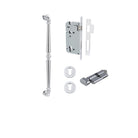 Pull Handle Sarlat Polished Chrome L485xW32xP72mm BP35mm CTC450mm Entrance Kit, Mortice Lock Roller Euro Polished Chrome CTC85mm Backset 60mm, Euro Cylinder Key Thumb 6 Pin Polished Chrome L70mm KA1, Escutcheon Euro Concealed Fix Round Pair Polish… in Polished Chrome