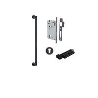Pull Handle Brunswick Euro Pair Matt Black L485xW22xP63mm CTC450 mm BPD35mm, Mortice Lock Roller Euro Matt Black CTC85mm Backset 60mm, Euro Cylinder Key Thumb 5 Pin Matt Black 65mm KA4, Escutcheon Euro Concealed Fix Round Pair Matt Black D52xP10mm in Matt Black